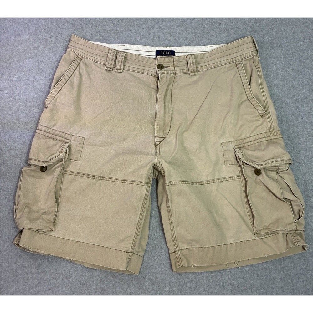 Men’s Cargo Shorts Size 38 Ralph Lauren Polo Beige Khaki Multi Pocket Outdoor